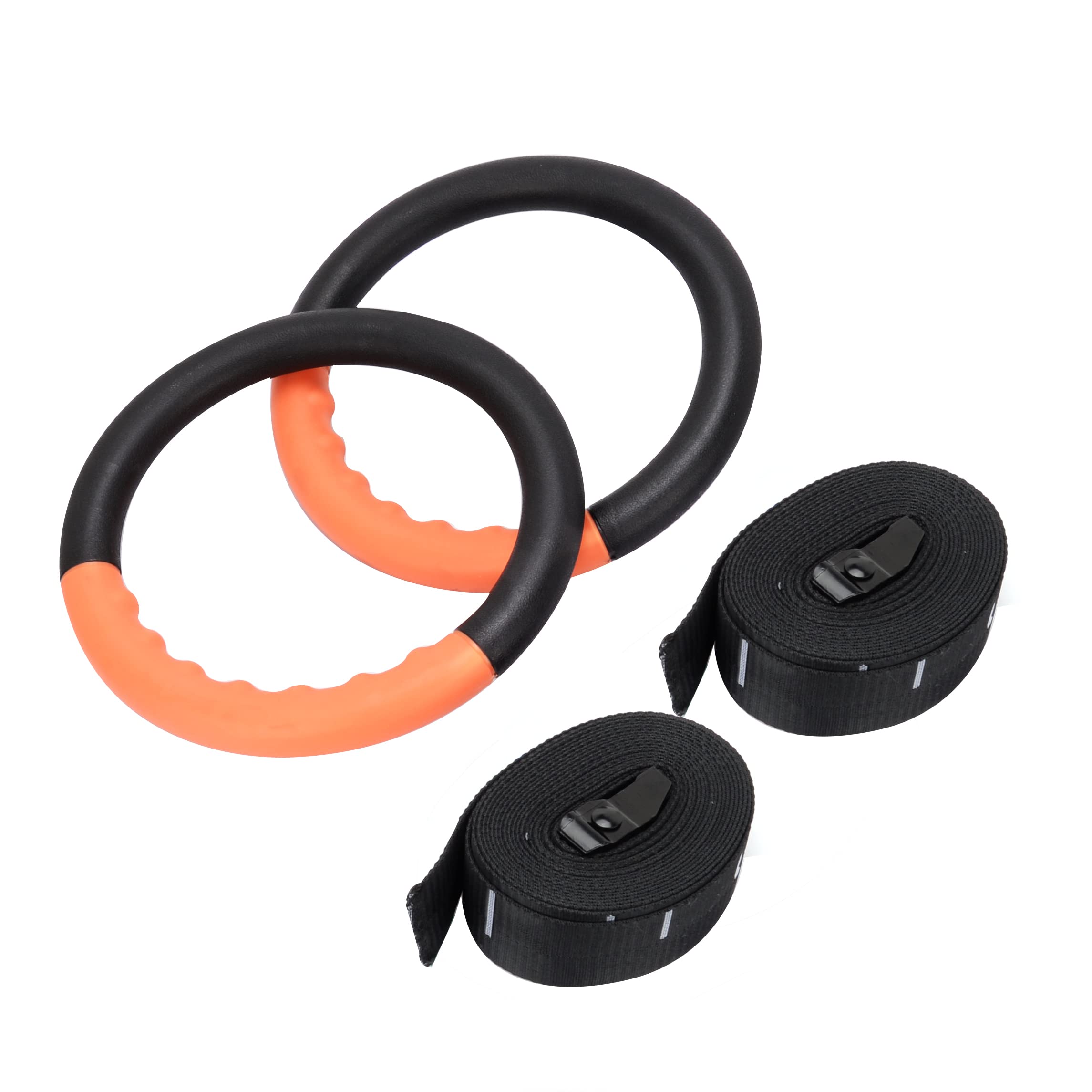 Teamaze Gymnastic Rings with 15 FT Adjustable Straps Non-Slip Gymnastics Rings Pull Up Workout Rings for Home Gym Exercise, Training (Orange)