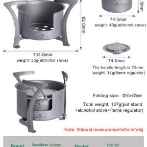 Boundless Voyage Camping Titanium Spirit Alcohol Stove with Pot Stand Backpacking Wood Stove Outdoor Mini Wood Furnace Burner Ti2013C