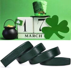 Barry.Wang Mens Green Belt Fashion Emerald Buckle Genuine Leather Ratchet Automatic Belt Luxury Gift St.Patrick's Day