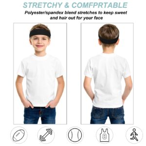 4 Pieces Kids Sports Headbands Athletic Sweatbands Headband Wicking Elastic Hairband for Girls and Boys Toddler Children (Black, White, Dark Green, Light Grey)