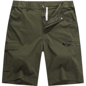 Men's Quick Dry Cargo Hiking Shorts Stretchy Lightweight 5 Pockets Camping Cycling Fishing Work Shorts Army Green 40