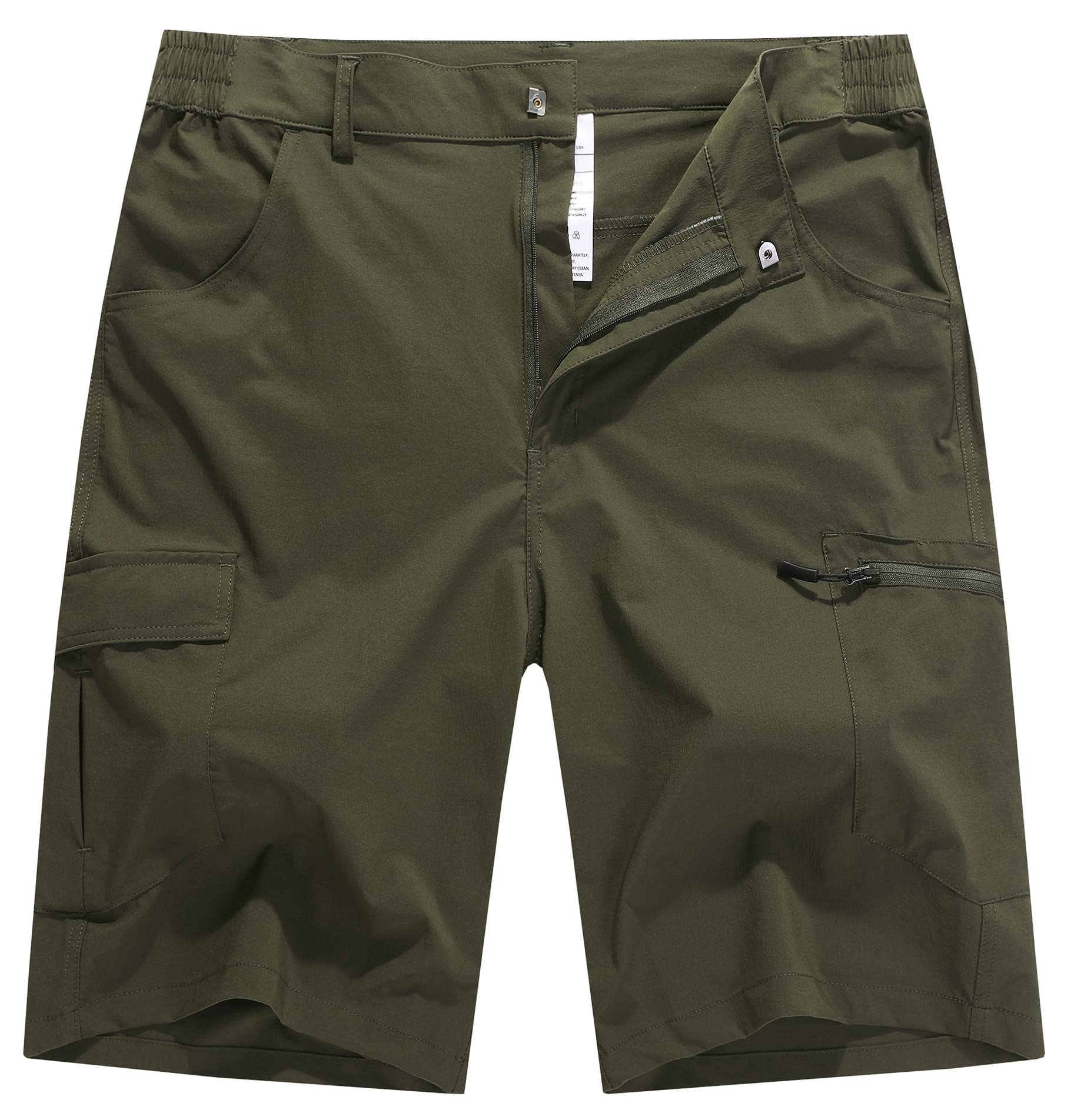 Men's Quick Dry Cargo Hiking Shorts Stretchy Lightweight 5 Pockets Camping Cycling Fishing Work Shorts Army Green 40