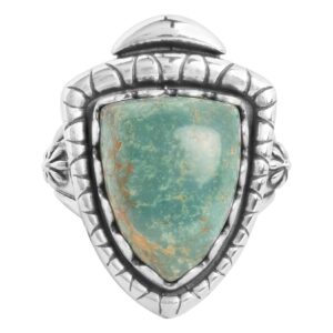 American West Sterling Green Turquoise Gemstone Arrowhead Ring Size 8