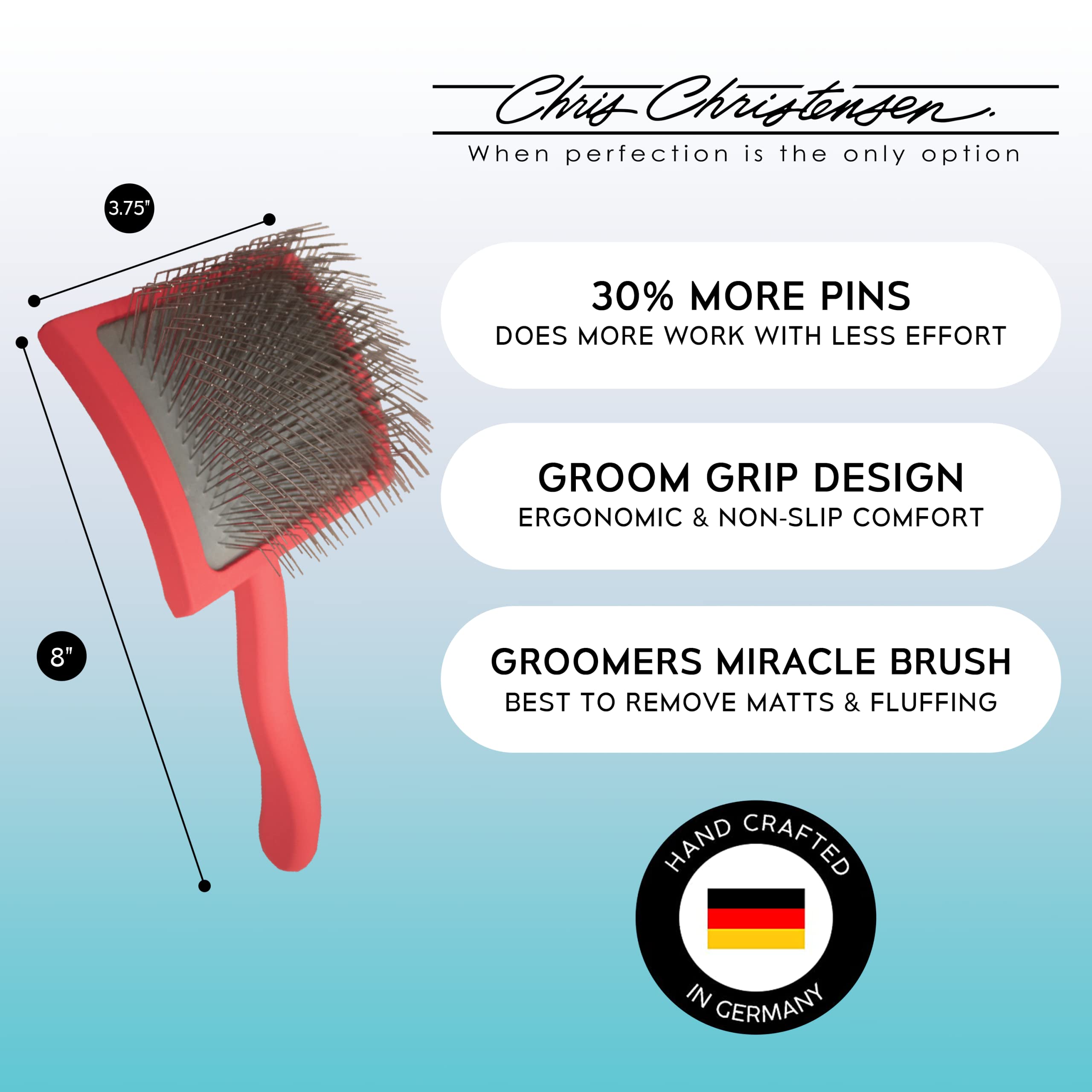 Chris Christensen Brush & Comb Bundle - Big K and Big G Slicker Brush, 000 7.5 in Greyhound Style Fine/Coarse Comb - Groom Like a Professional, Made in USA