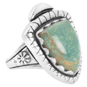 american west sterling green turquoise gemstone arrowhead ring size 8