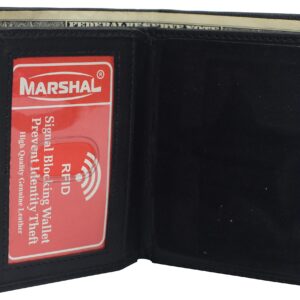 MARSHAL Genuine Leather RFID Blocking Five-point Star Hidden Badge Holder Wallet