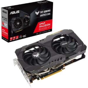 asus tuf gaming amd radeon rx 6500 xt oc edition graphics card (amd rdna 2, pcie 4.0, 4gb gddr6, hdmi 2.1, displayport 1.4a, dual ball fan bearings, all-aluminum shroud, gpu tweak ii)