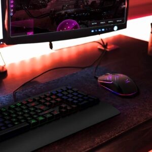 Gaming Keyboard and Mouse - FENIFOX Wired RGB Backlit Keyboard Ergonomic Mechanical Feeling Colorful Led Light Up Keyboard Mouse for PC Windows Mac Gamer PS5 Xbox one