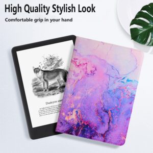 Pudazvi All New Case for 6.8" Kindle Paperwhite & Signature Edition(11th Generation, 2021/2023 Release), Premium Lightweight PU Leather with Auto Sleep/Wake,Marble Purple