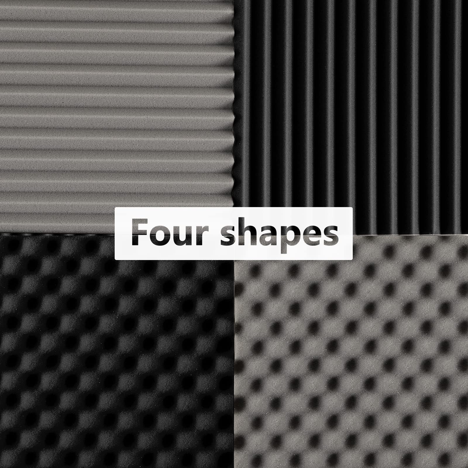 Sound Proof Foam Panels for Walls: 12 pcs Acoustic Foam Panels with Double Side Adhesive Sticker for Studio Recording Office Bedroom Home Theaters 1 X 12 X 12 Inches (Oval Black)