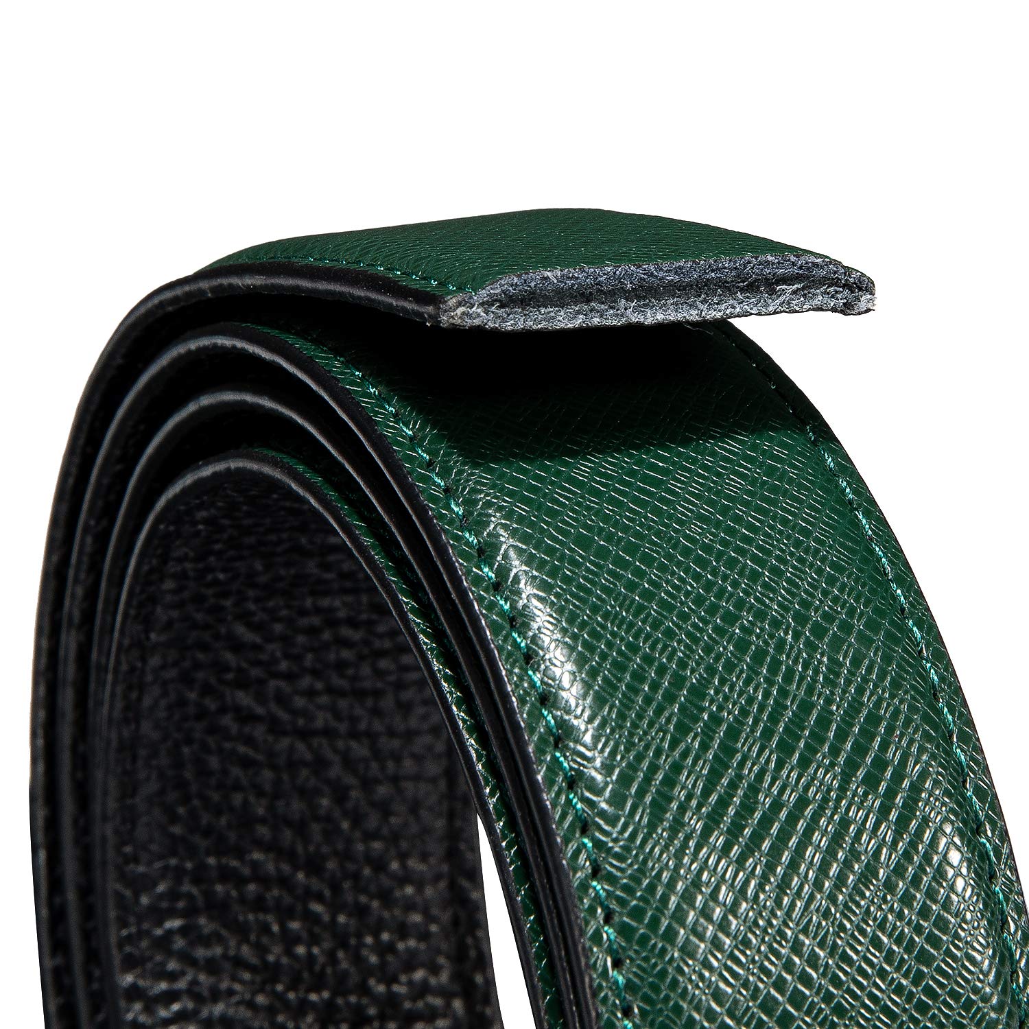 Barry.Wang Mens Green Belt Fashion Emerald Buckle Genuine Leather Ratchet Automatic Belt Luxury Gift St.Patrick's Day