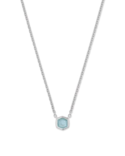 Kendra Scott Davie Pendant Necklace in Sterling Silver, Fine Jewelry for Women, Aquamarine