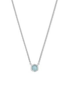 kendra scott davie pendant necklace in sterling silver, fine jewelry for women, aquamarine