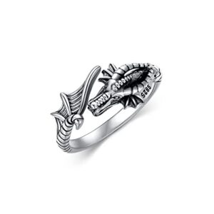 Plesitep Dragon Ring Sterling Silver Adjustable Ring Jewelry for Women Men (7)