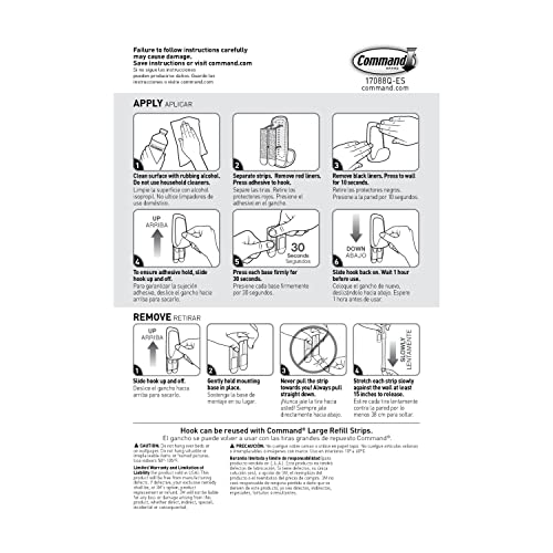 Command 17088Q-ES Jumbo Hook Heavy Duty, Holds 7.5 lbs HARDWARE, 0, Quartz, 4 Count