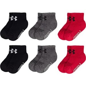 Under Armour boys Multi Pack Quarter Sock, Red, 2-4T US