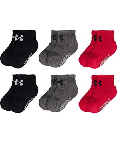 Under Armour boys Multi Pack Quarter Sock, Red, 2-4T US