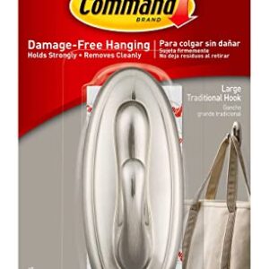 Command Large Traditional Hook, Holds up to 5 lb, Total 4 Wall Hooks with 8 Command Strips (4-Pack of 1 Hook), Organize Damage-Free No Tools Wall Hooks for Hanging Decorations in Living Spaces