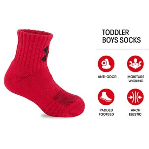 Under Armour boys Multi Pack Quarter Sock, Red, 2-4T US