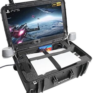 Case Club 4K Gaming Station to Fit PlayStation 5. Comes with Built-in 24" 4K Monitor, Cooling Fans, & Speakers. Fits PS5 (Gen 1 Disc or Digital), Controllers, & Games, (PS5 NOT Included)