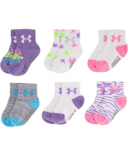 Under Armour girls Multi Pack Quarter Sock, Lilac Star, 2-4T US