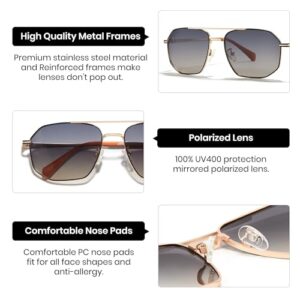 Cyxus Military Aviator Sunglasses for Men Trendy Pilot Shade Metal Frame Polarized Lens UV Protection for Outdoor（1021W06 Brown）