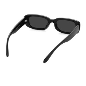 Teumire Retro Rectangle Sunglasses for Women Men Small Square Frame Sun Glasses 2 Pack (Black/Black + Black/Black)