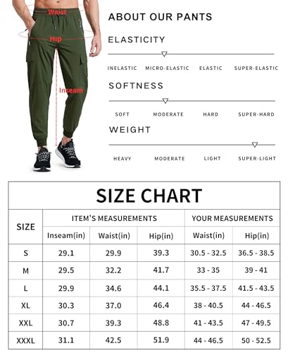 Libin Men's Lightweight Joggers Quick Dry Cargo Hiking Pants Track Running Workout Athletic Travel Golf Casual Outdoor Pants, Black M