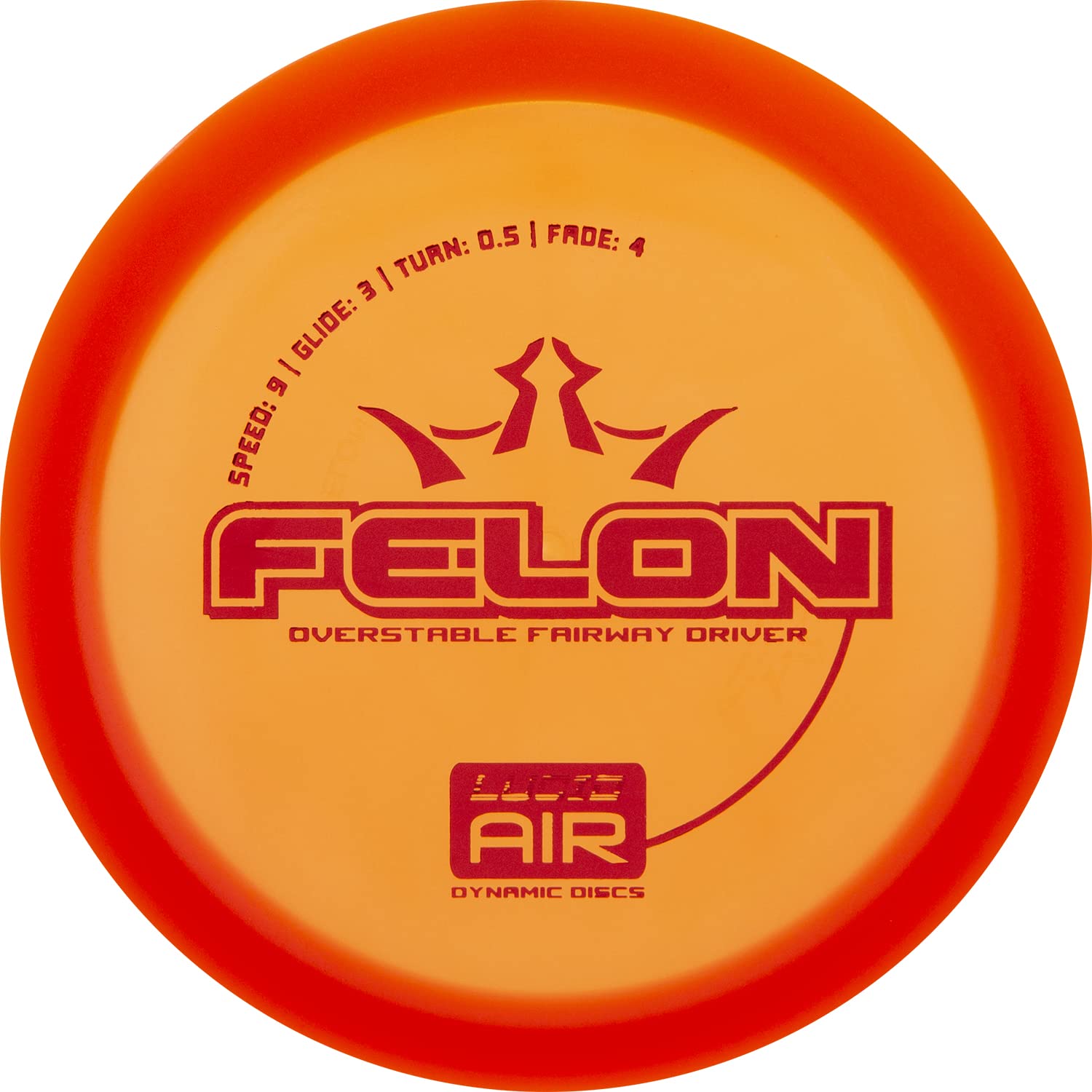 Dynamic Discs Lucid AIR Felon Disc Golf Driver | Frisbee Golf Disc | Overstable Fairway Driver | Premium Disc Golf Discs (Orange)