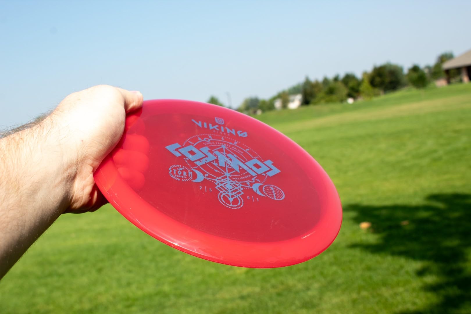 Viking Discs Cosmos Storm Plastic | Control Driver | Beginner Friendly Disc Golf Driver [Stamp Color & Color Shade May Vary] (173-176g, Red)