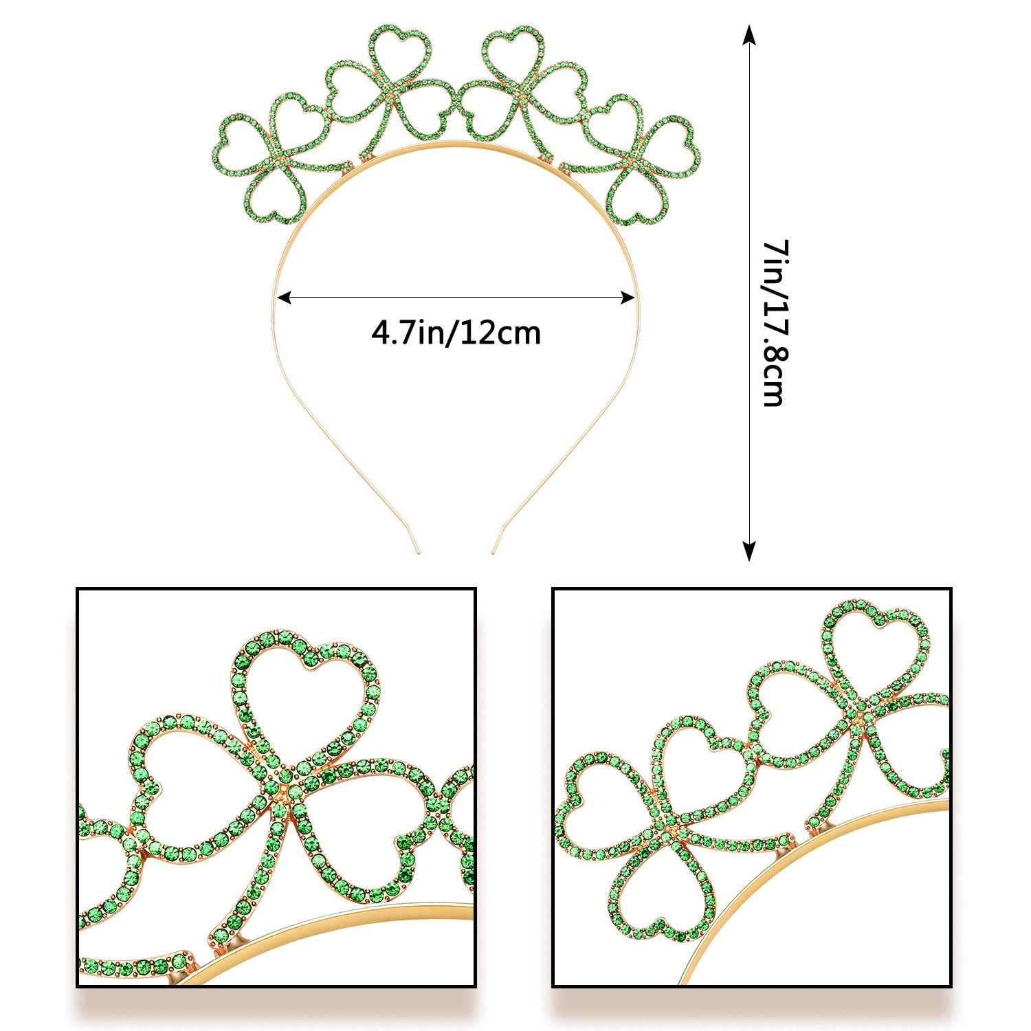 ZITULRY St Patrick's Day Headband Rhinestone Shamrock HAPPY ST.PATRICKS Letter Hairband Crystal Irish Green Lucky Clover Headpiece