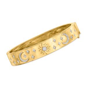 ross-simons 0.15 ct. t.w. diamond celestial bangle bracelet in 18kt gold over sterling. 8 inches