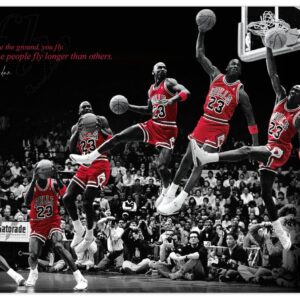 Trends International Michael Jordan - Fly Wall Poster, 22.37" x 34.00", Poster & Push Pin Bundle