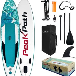 Peakpath Inflatable Stand Up Paddle Board (6" Thick) with Premium SUP Accessories&Bag,Bottom Fin for Paddling,Surf Control,Non-Slip Deck,Leash,Paddle and Two-Way Hand Pump|Youth&Adult Standing Boat