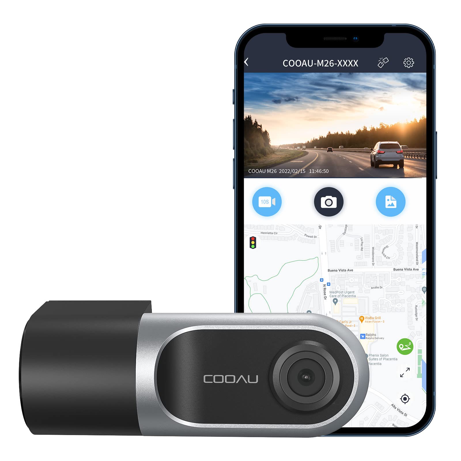 COOAU 1080P FHD Dash Cam, Smart Dash Camera for Cars, 360 Degree Rotation, Mini Car Camera Recorder wif Infrared Night Vision, Supercapacitor, G-Sensor, WDR, Loop-Recording, Parking Mode