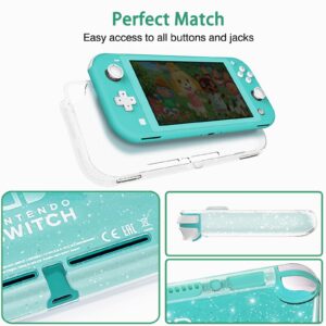 TIKOdirect Carrying Case for Switch lite, Shockproof Portable Travel Bag with Glitter Galaxy case, Screen Protectors and Cute Leaf Thumb Grips Caps, Animal Crossing Green