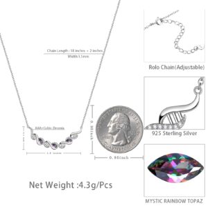 Aurora Tears DNA Double Helix Chemistry Science Molecule Biology Necklace Infinity 925 Sterling Silver Mystic Rainbow Topaz Spiral Pendant Jewelry for Women DP0310W