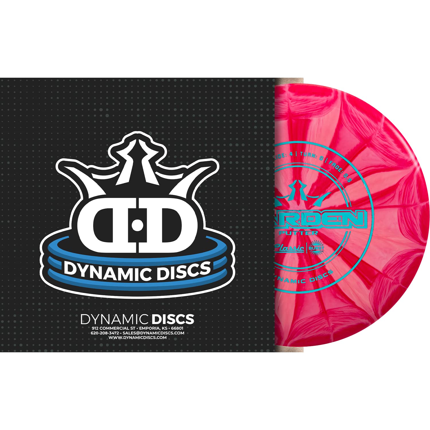 Dynamic Discs Classic Burst Warden Disc Golf Putter | Smooth Release and Neutral Flight Golf Disc | Beadless Frisbee Golf Putter | Stamp Color Will Vary (Red)