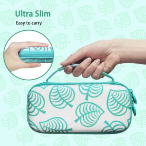 TIKOdirect Carrying Case for Switch lite, Shockproof Portable Travel Bag with Glitter Galaxy case, Screen Protectors and Cute Leaf Thumb Grips Caps, Animal Crossing Green