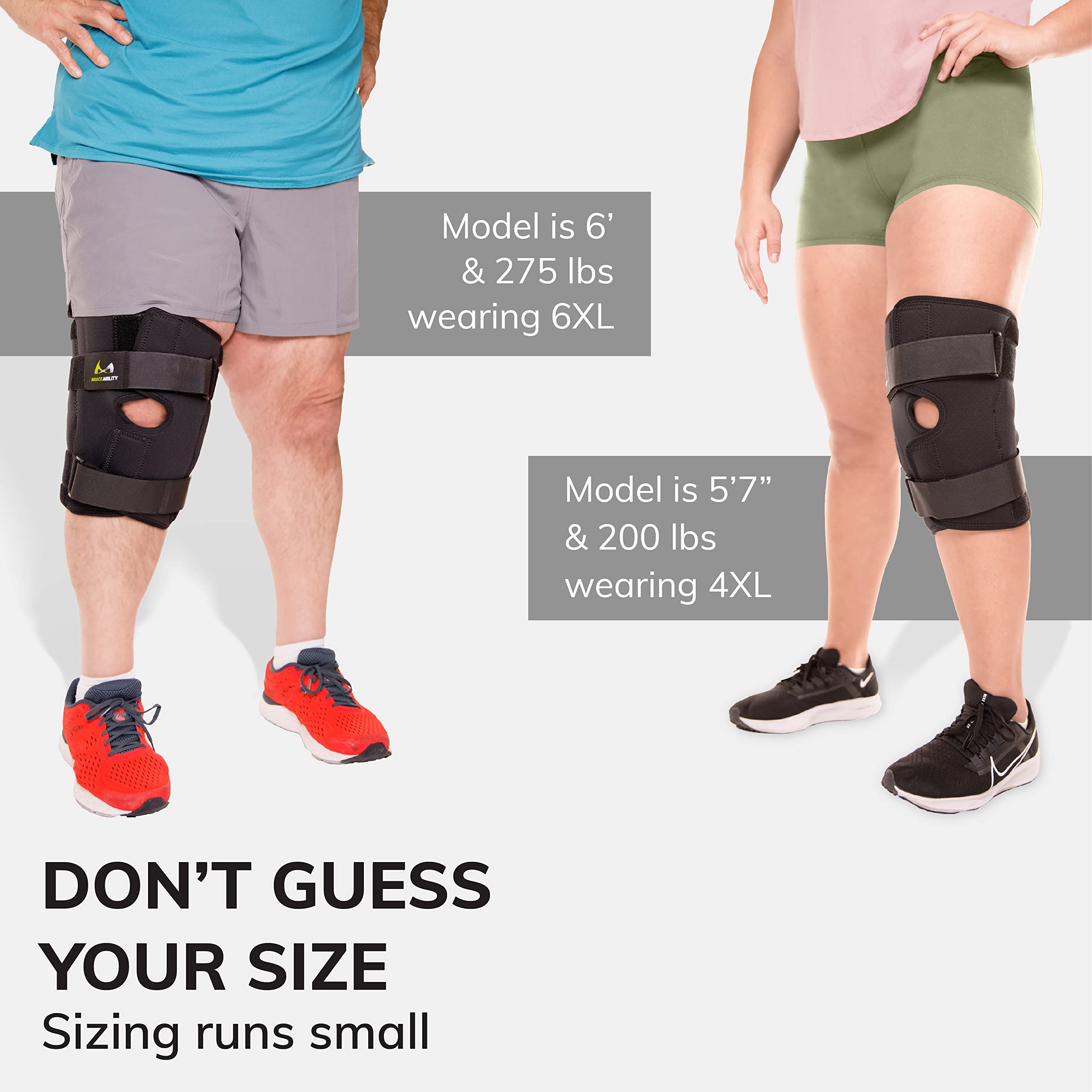 BraceAbility Wraparound Arthrtis Knee Brace - Hinged Compression Neoprene Support for Men and Women with Large Legs, Osteoarthritis Treatment, Patella Instability, Joint and Chronic Kneecap Pain (3XL)