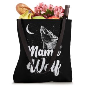 Mama Wolf And Moon, Momma Wolf Howling, Funny Animal Tote Bag