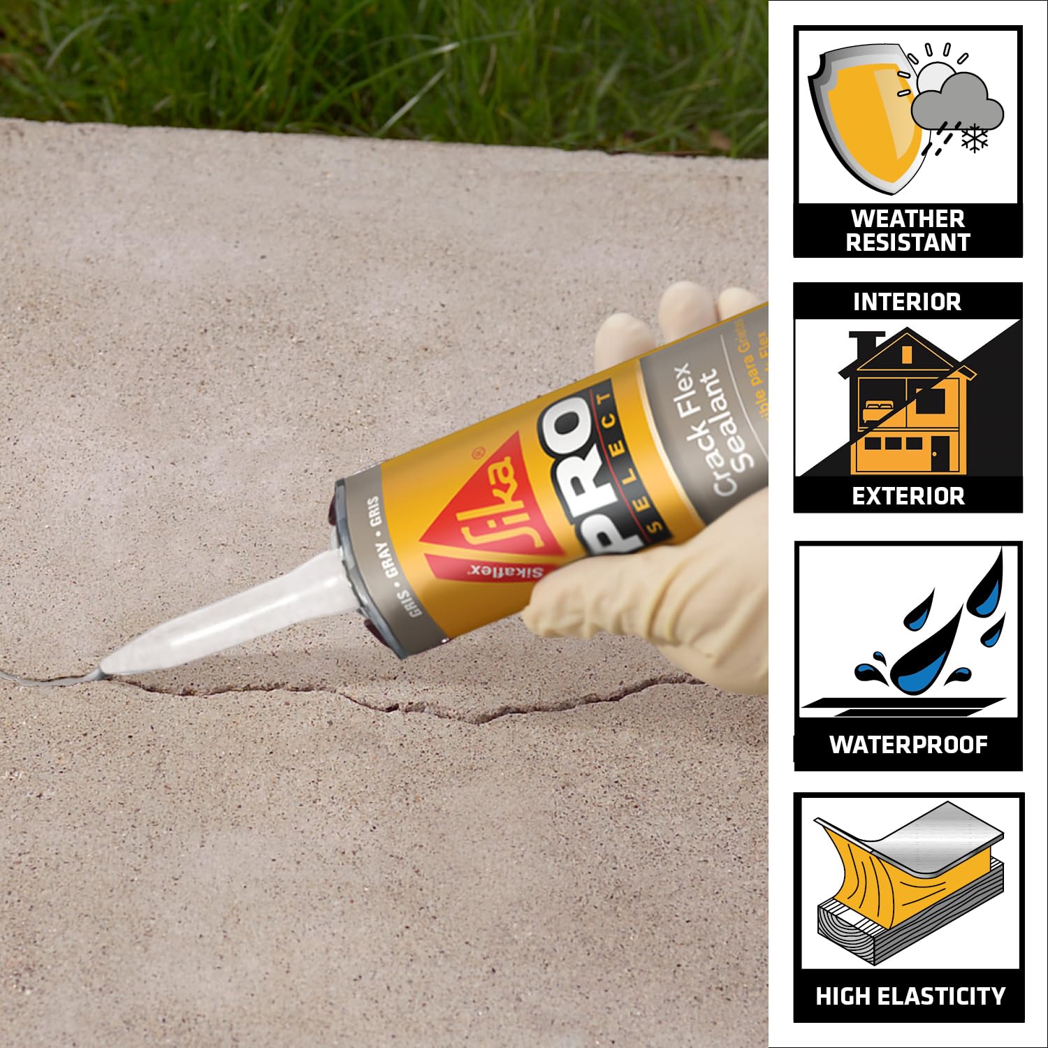 Sikaflex Crack Flex Sealant, Gray, Self-leveling, sealant for sealing horizontal cracks, 10,1 fl. Oz & Sika Backer Rod, Gray, Polyethylene foam used to partially fill deep cracks or joints