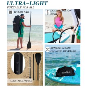 Peakpath Inflatable Stand Up Paddle Board (6" Thick) with Premium SUP Accessories&Bag,Bottom Fin for Paddling,Surf Control,Non-Slip Deck,Leash,Paddle and Two-Way Hand Pump|Youth&Adult Standing Boat