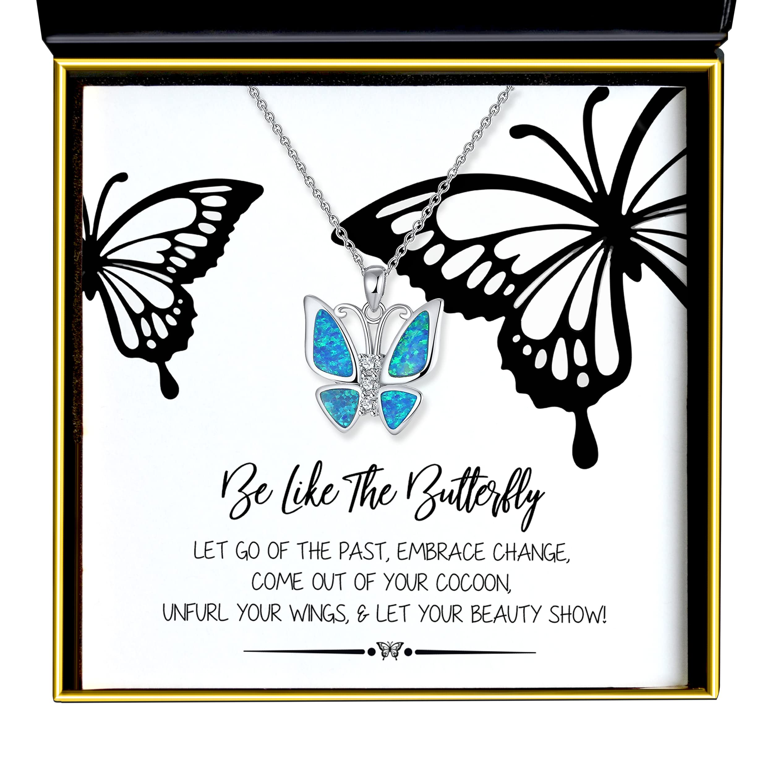 Aphrodite’s Butterfly Necklaces for Women, Be Like the Butterfly - Fire Opal Butterfly Necklace for Women Girls, Mother's Day Gifts for Mom Daughter Wife Girlfriend Sister, Gifts for Women, Butterfly Gifts for Women, Gifts for Daughter