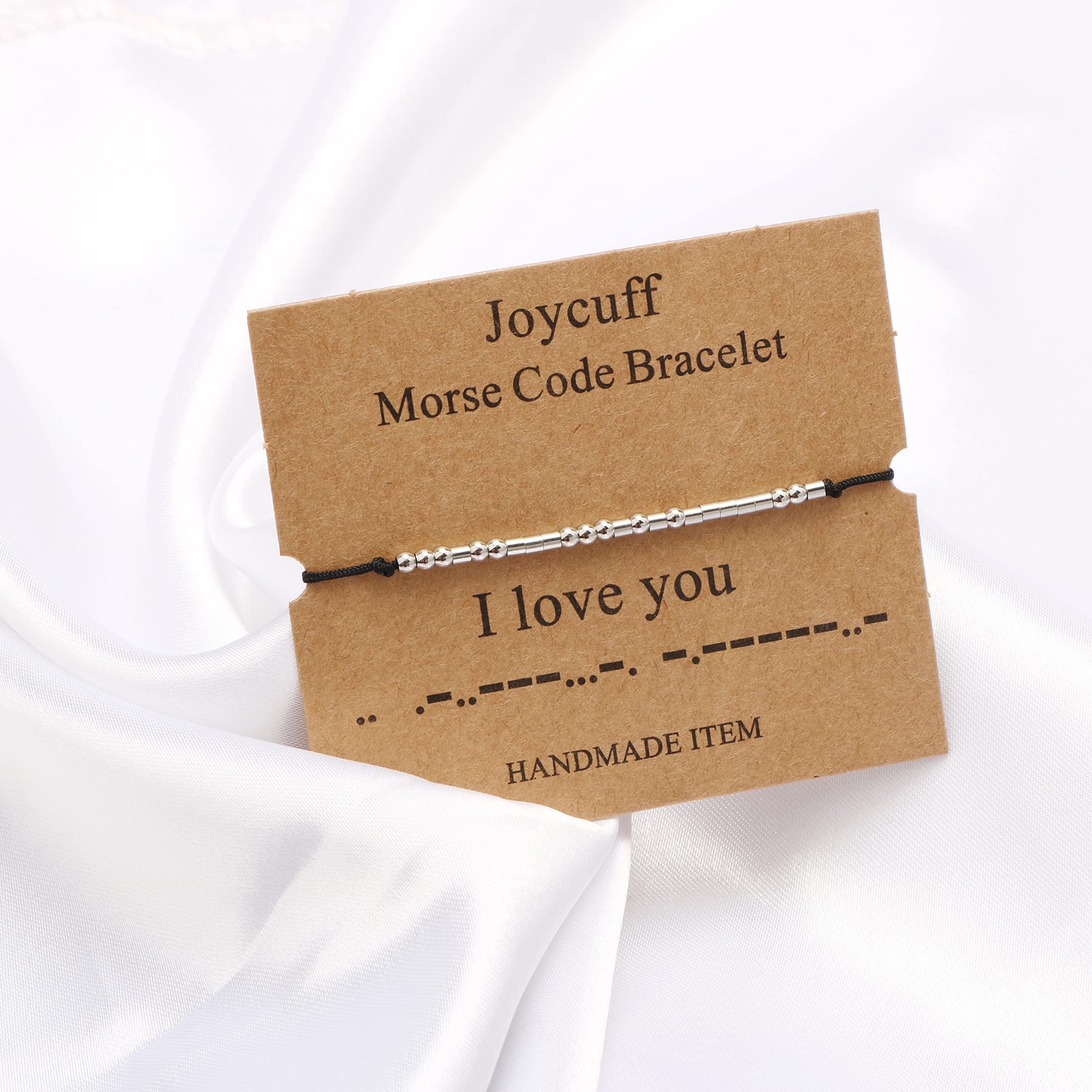 JoycuFF Memorial Bracelets for Women Unique Gifts for Loss of Mother Dad Daughter Son Sister Dog Sympathy Morse Code Bracelet Motivational Encouragement Silver See You in Heaven