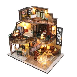 Flever Dollhouse Miniature DIY House Kit Creative Room with Furniture for Romantic Artwork Gift (Dream Building Pavilion)