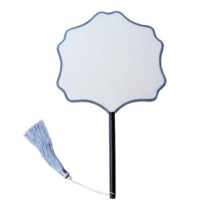 Personalized White Chinese Natural Silk Hand Fans Wedding Women Decorative Fan Traditional Craft Long Handle (Total Long 13.78 inches, white huaguan Ebony handle)