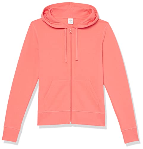 Amazon Essentials Women's French Terry Fleece Full-Zip Hoodie (Available in Plus Size), Coral Pink, Medium