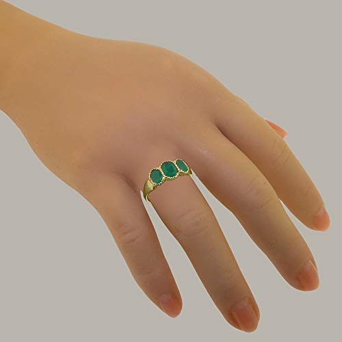 LetsBuyGold 14k Yellow Gold Natural Emerald Womens Promise Ring - Size 10.75