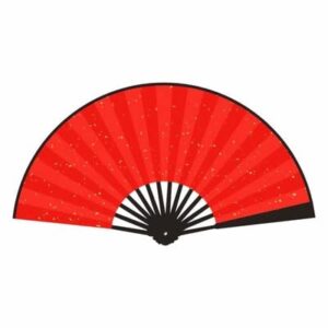 Large Red Fan Chinese Silk Folding Hand Fan Dance Costume Home Party Wedding Decoration Fan Men Women Hand Held Fan (10.6 inches, Red with Gold (Black Bamboo Bone))